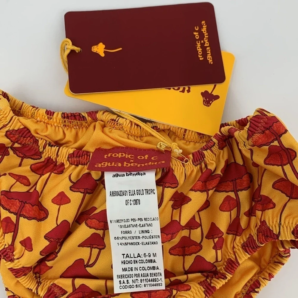 Agua Bendita Tropic of C Ella swim bottoms orange red mushroom baby new 9-12M